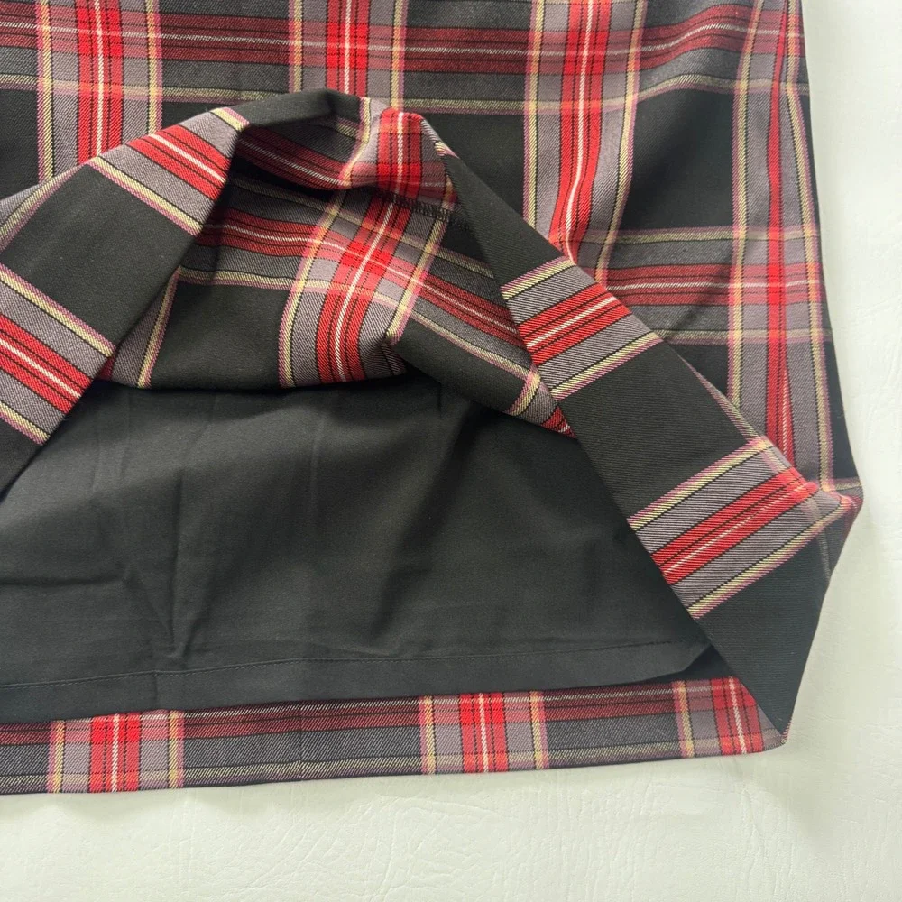 Ann Taylor Womens Red Black Plaid Sleeveless Shift Dress Career Size 10